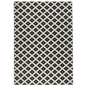 Černo-bílý vzorovaný oboustranný koberec vhodný i na ven bougari, 160 x 230 cm