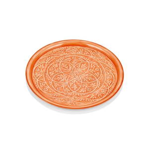 Oranžový ručně kovaný servírovací talíř The Mia Duggal, ⌀ 51 cm