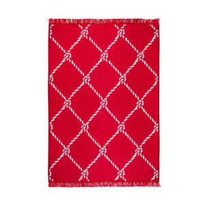 Červeno-bílý oboustranný koberec Rope, 140 x 215 cm
