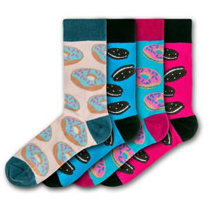 Sada 4 párů barevných ponožek Funky Steps Exotic Cookies and Donuts, velikost 35 - 39 a 41 - 45