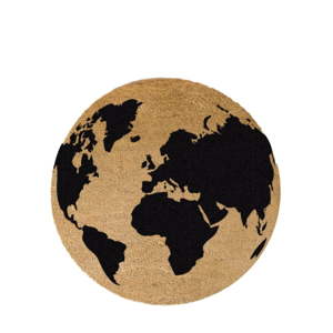 Černá kulatá rohožka z přírodního kokosového vlákna Artsy Doormats Globe, ⌀ 70 cm