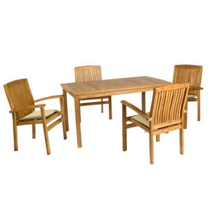 Sada 4 židlí a stolu z teakového dřeva Santiago Pons