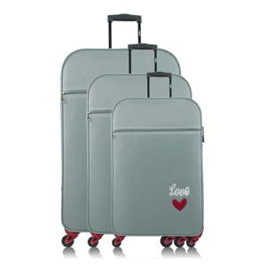 Sada 3 světle modrých cestovních kufrů na kolečkách INFINITIF Love