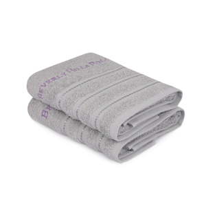 Sada 2 šedých ručníků z čisté bavlny Handy, 50 x 90 cm