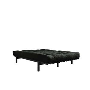 Dvoulůžková postel z borovicového dřeva s matrací Karup Design Pace Double Latex Black/Black, 140 x 200 cm
