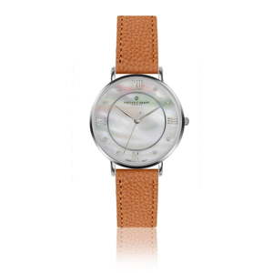 Dámské hodinky s koňakově hnědým páskem z pravé kůže Frederic Graff Silver Liskamm Lychee Ginger