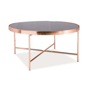 Konferenční stolek se skleněnou deskou a kovovou konstrukcí v barvě mědi Signal Gina, ⌀ 82 cm