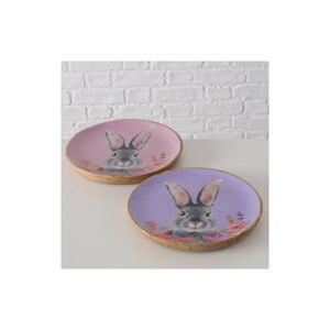 Růžovo-fialové velikonoční dezertní  dřevěné talíře v sadě 2 ks ø 22 cm Puschel - Boltze