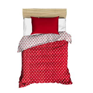 Červený prošívaný přehoz přes postel Dots, 160 x 230 cm