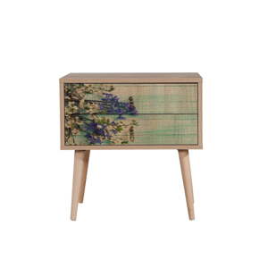 Dřevěný noční stolek Iris Flowers