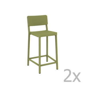 Sada 2 zelených barových židlí vhodných do exteriéru Resol Lisboa Simple, výška 92,2 cm