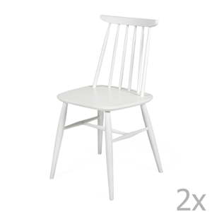 Sada 2 bílých jídelních židlí z masivní břízy Woodman Aino
