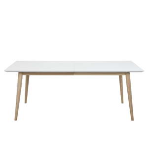 Bílý rozkládací jídelní stůl s podnožím z dubového dřeva Actona Century, 200 x 100 cm