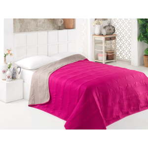 Růžový oboustranný přehoz přes postel z mikrovlákna Amant, 160 x 220 cm