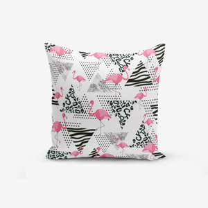 Povlak na polštář s příměsí bavlny Minimalist Cushion Covers With Points Flamingo, 45 x 45 cm