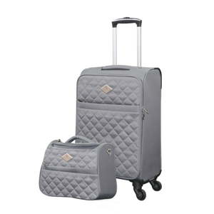 Set šedého cestovního kufru na kolečkách a menšího kufříku GERARD PASQUIER Valises Cabine & Unity Case