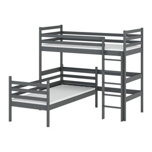 Tmavě šedá patrová dětská postel 90x200 cm Double - Lano Meble