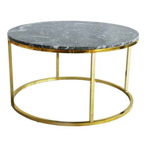 Zelený mramorový konferenční stolek s podnožím ve zlaté barvě RGE Accent, ⌀ 85 cm