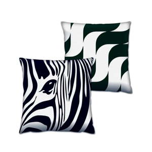 Sada 2 polštářů Zebra, 43 x 43 cm