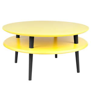 Žlutý konferenční stolek s černými nohami Ragaba UFO, Ø 70 cm