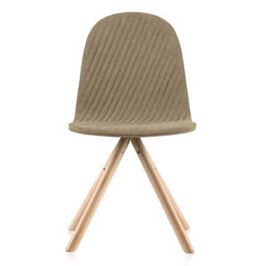 Béžová židle s přírodními nohami Iker Mannequin Stripe
