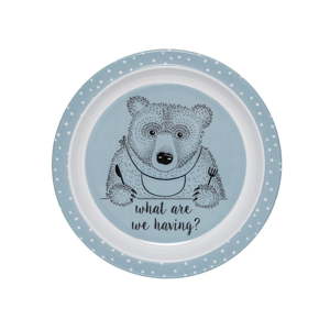 Modro-bílý dětský talíř z melaminu Bloomingville Toby, ⌀ 22 cm