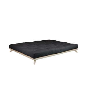 Dvoulůžková postel z borovicového dřeva s matrací Karup Design Senza Comfort Mat Natural/Black, 180 x 200 cm