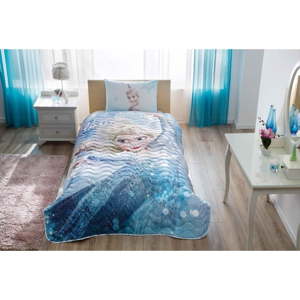 Set přehozu přes postel a povlaku na polštář Disney Frozen Glitter, 160 x 220 cm