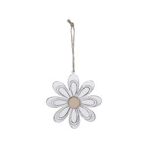 Bílá kovová závěsná dekorace ve tvaru květiny Ego Dekor, ø 13 cm