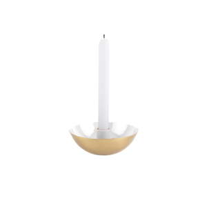 Bílý svícen s detailem ve zlaté barvě PT LIVING Tub, ⌀ 10 cm