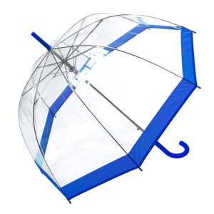 Transparentní holový deštník s modrými detaily Birdcage Border, ⌀ 85 cm