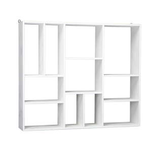 Bílá nástěnná knihovna z borovicového dřeva 110x94 cm – vtwonen