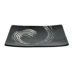 Černý obdélníkový talíř Tokyo Design Studio Maru, 20,5 x 14 cm