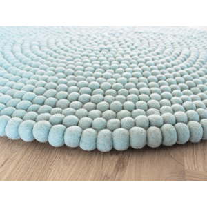 Pastelově modrý kuličkový vlněný koberec Wooldot Ball Rugs, ⌀ 90 cm