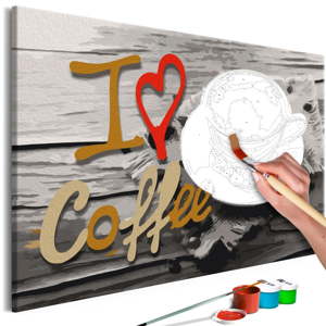 DIY set na tvorbu vlastního obrazu na plátně Artgeist I Love Coffee, 60 x 40 cm
