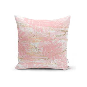 Povlak na polštář Minimalist Cushion Covers Pink Leafes Brush, 45 x 45 cm