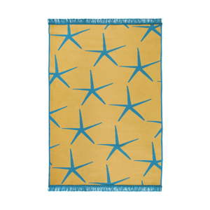 Modro-žlutý oboustranný koberec Starfish, 150 x 215 cm