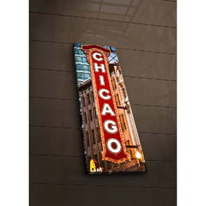 Podsvícený obraz Chicago, 30 x 90 cm