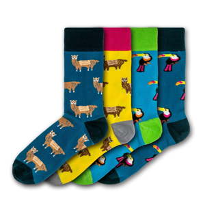 Sada 4 párů pánských ponožek Funky Steps Animals, velikost 41 - 45