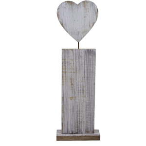 Dřevěná dekorativní soška se srdcem Ego Dekor, výška 45 cm