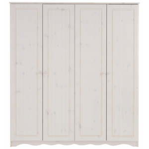 Bílá čtyřdveřová šatní skříň z masivního borovicového dřeva Støraa Amanda