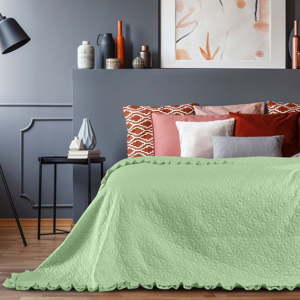 Zelený přehoz přes postel AmeliaHome Tilia Mint, 260 x 240 cm