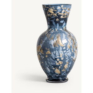 Modrá skleněná ručně malovaná váza Aurora – Burkina