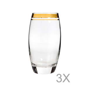 Sada 3 vysokých sklenic s okrajem zlaté barvy Mezzo Adriana, 270 ml