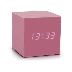Růžový LED budík Gingko Gravity Cube