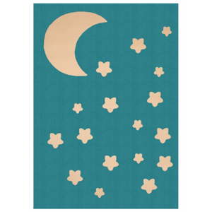 Dětský tyrkysový koberec Zala Living Night Sky, 140 x 200 cm