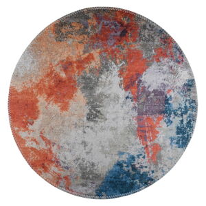 Modro-oranžový pratelný kulatý koberec ø 120 cm – Vitaus