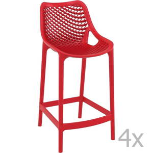 Sada 4 červených barových židlí Resol Grid, výška 65 cm