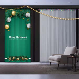 Vánoční závěs Green Christmas Deco, 140 x 260 cm