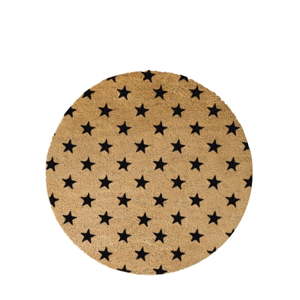 Černá kulatá rohožka z přírodního kokosového vlákna Artsy Doormats Stars, ⌀ 70 cm